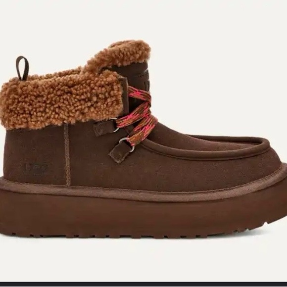 UGG Shoes - UGG Brown Lace Up Boots with Red Laces